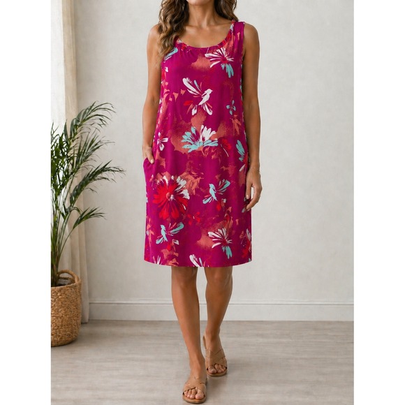 Columbia Dresses & Skirts - Columbia Dress Womens XXL Magenta Pink Floral Bird Print Excellent